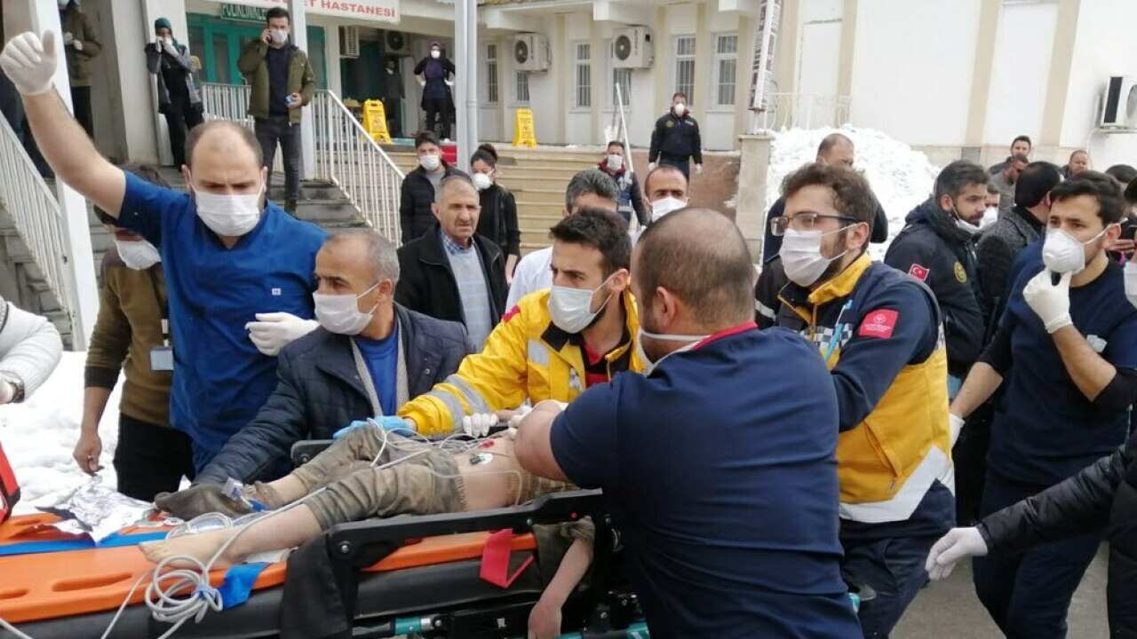 Children injured in earthquake in Turkey's eastern province of Van.