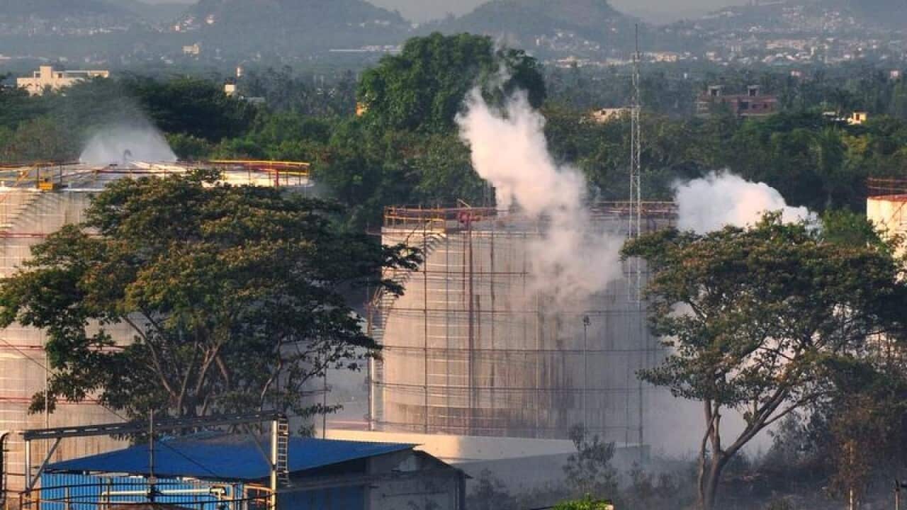 Site of a toxic gas leakage in Visakhapatnam, Andhra Pradesh state