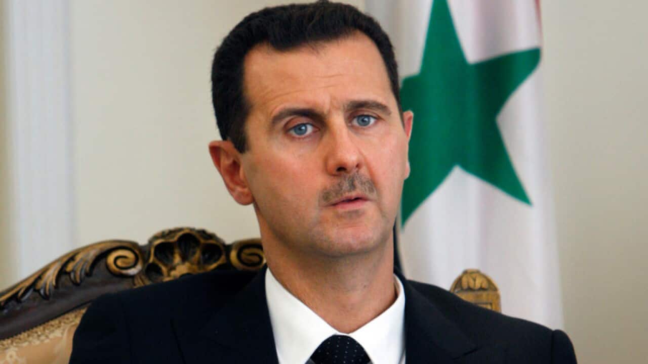 Syrian President Bashar al-Assad during a meeting with his Iranian counterpart Mahmoud Ahmadinejad in Tehran, Iran. Speaking in an interview with Russian media