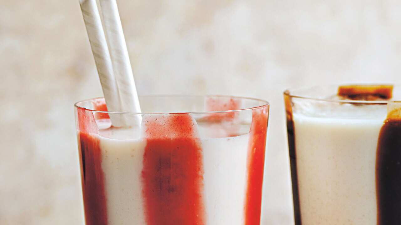 Real Milkshake Raspberry Ripple Raspberry ripple milkshakes recipe | SBS Food