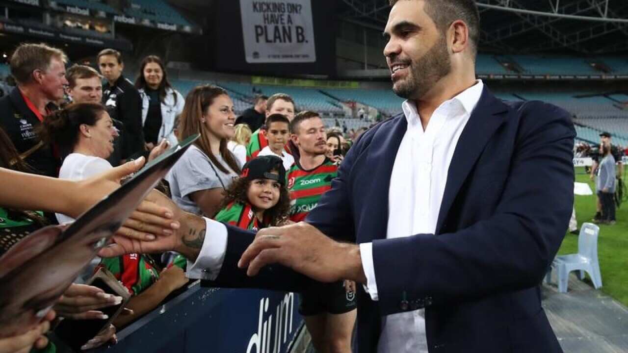 Greg Inglis greets fans at ANZ Stadium