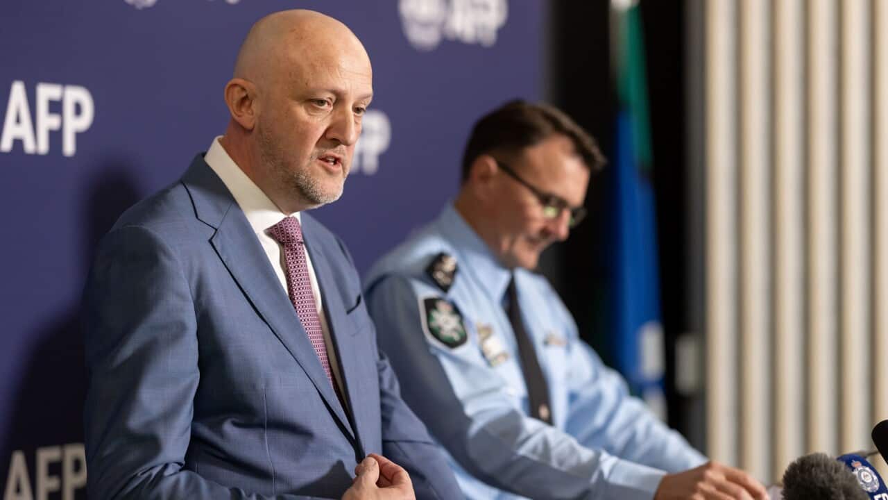 ASIO Director-General Mike Burgess (left) and AFP Commissioner Reece Kershaw (Supplied-AFP)
