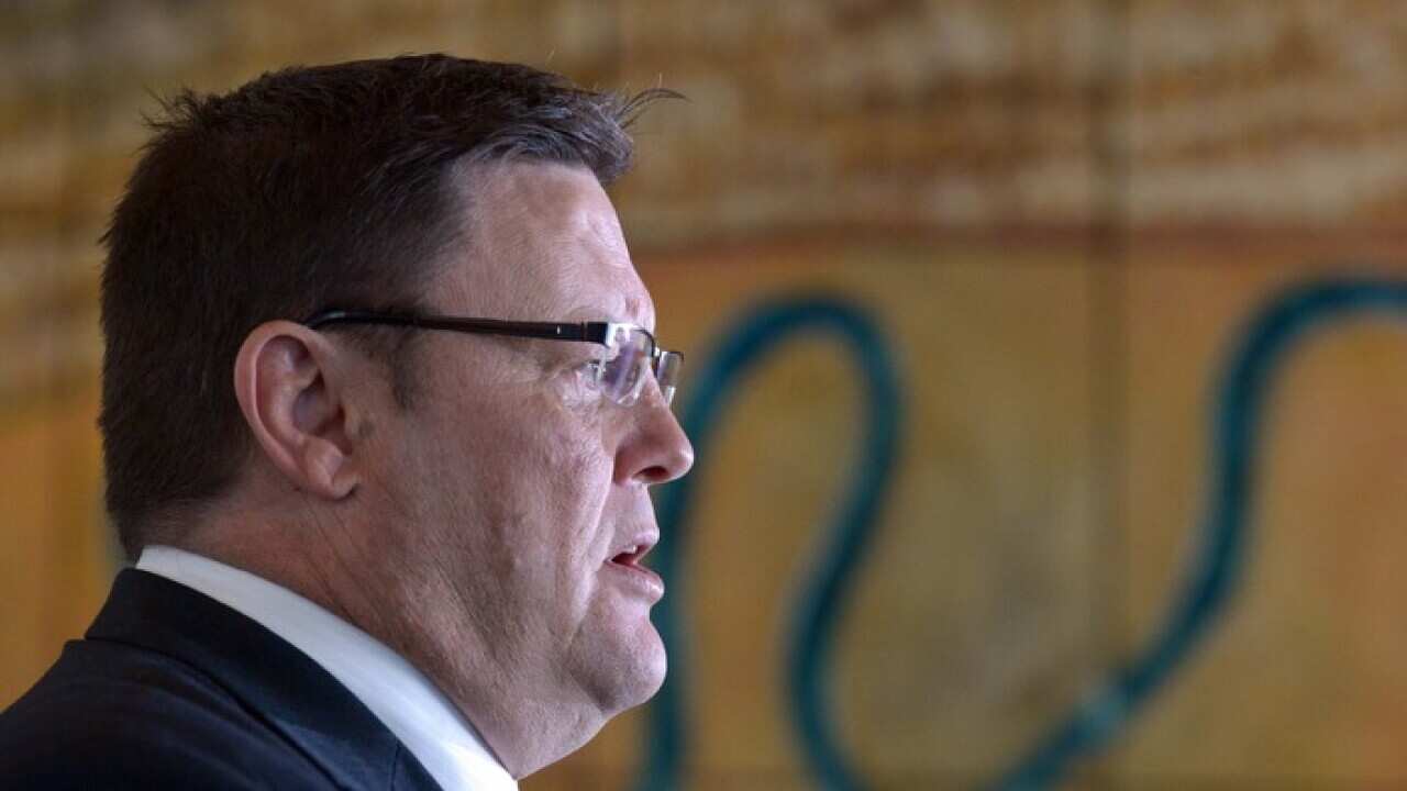 Independent Senator Glenn Lazarus at a press conference at Parliament House in Canberra, Wednesday, Dec. 2, 2015. A coalition of senators has today confirmed it will not support the government's proposal to change the structure of superannuation boards.