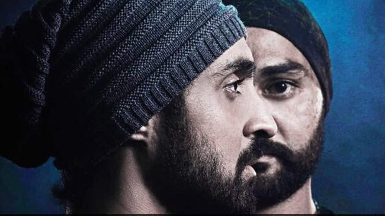 An image tweeted by Diljit Dosanjh (left), also showing half of hockey player Sandeep Singh's face