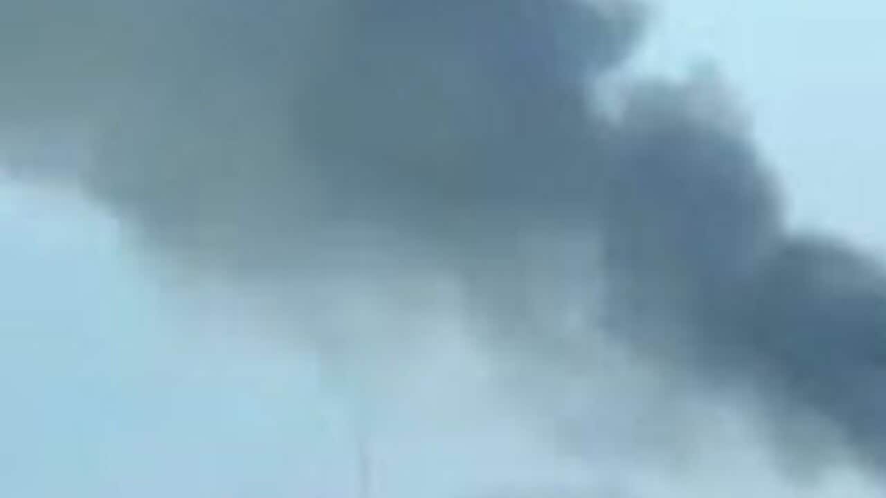 Image of a bus fire in Kazakhstan.