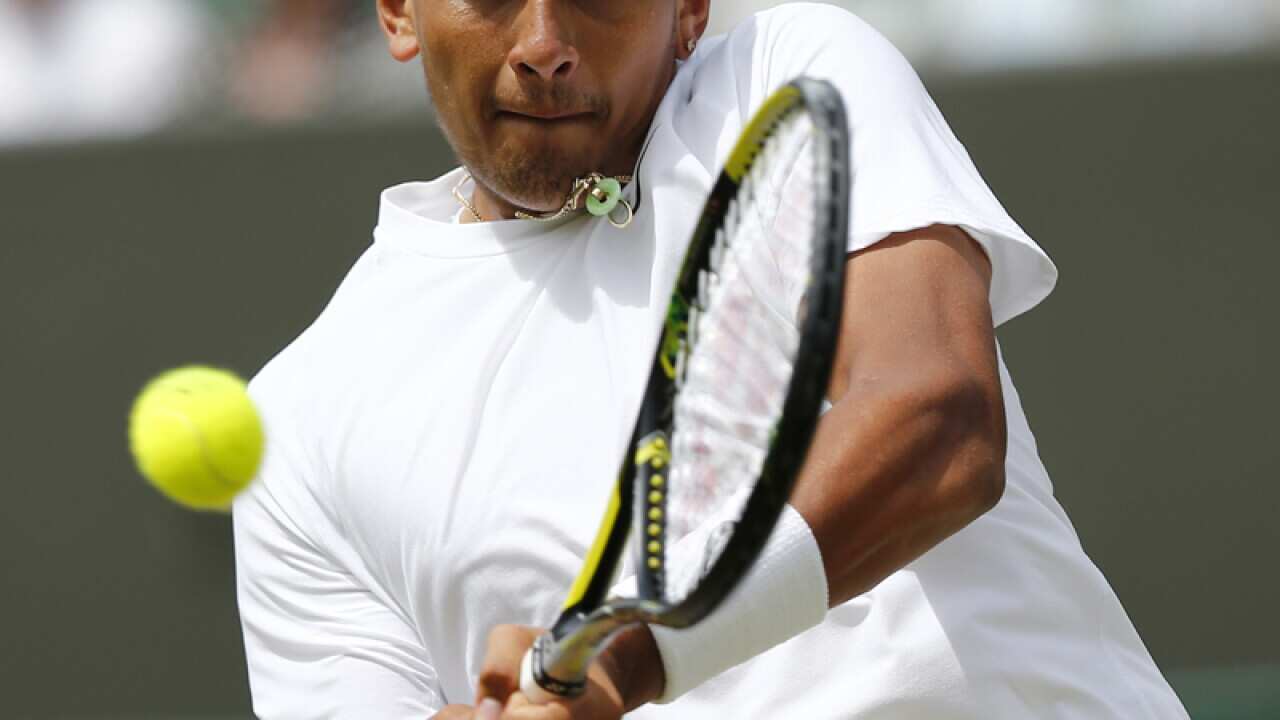 Nick Kyrgios in action at Wimbledon