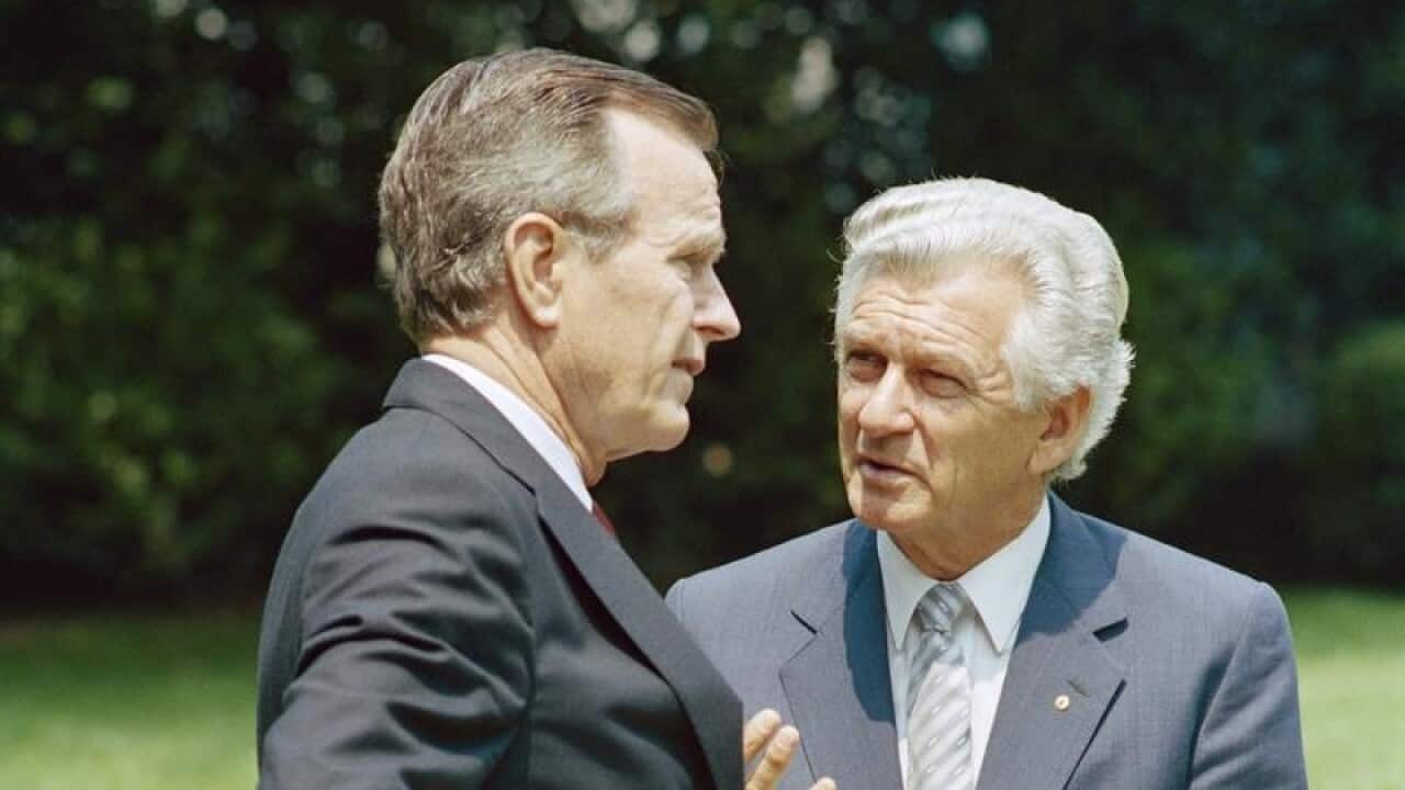 Bob Hawke and US president George HW Bush.