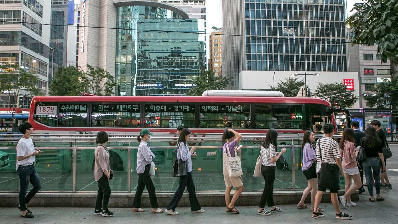 Commuters in Seoul, South Korea.