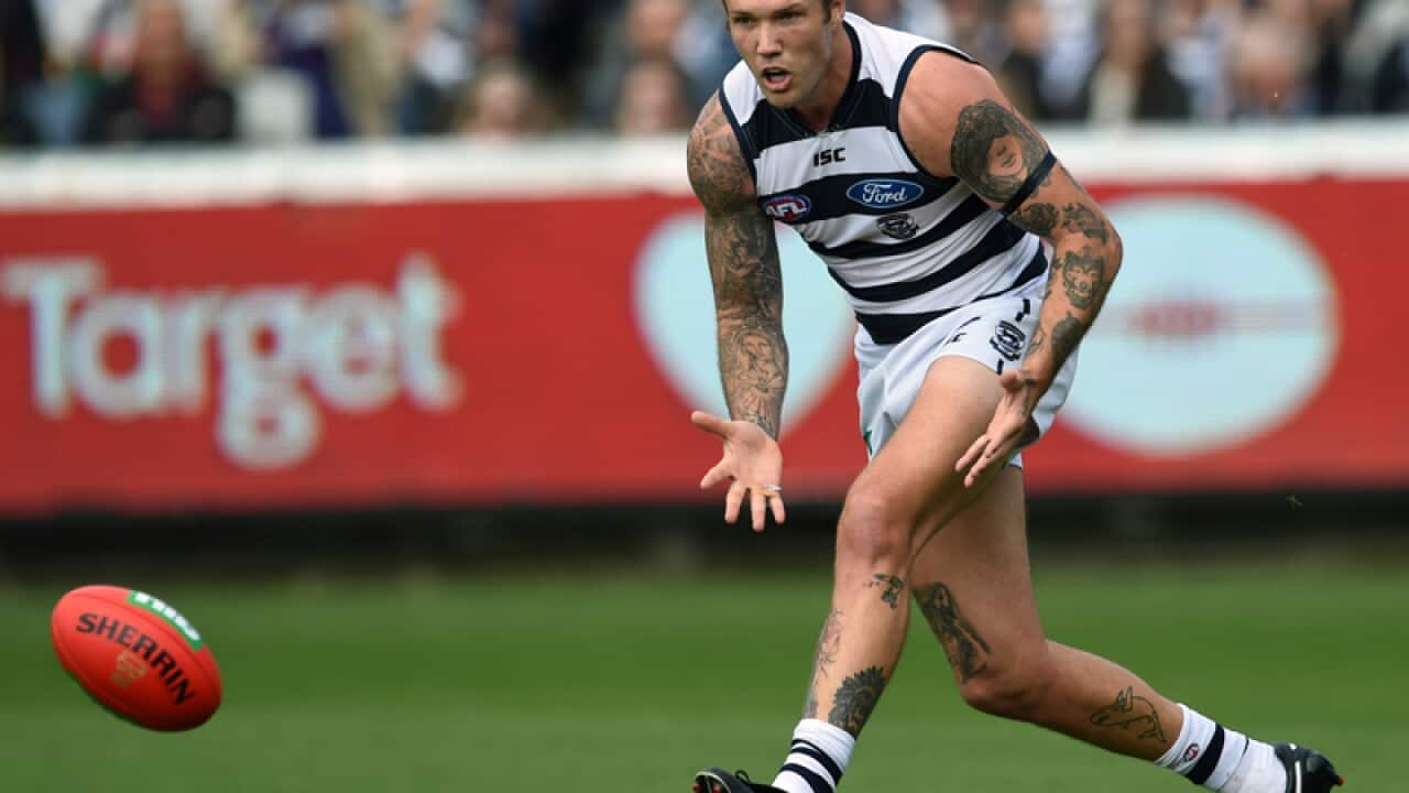 The Cats' Mitch Clark chases a lose ball