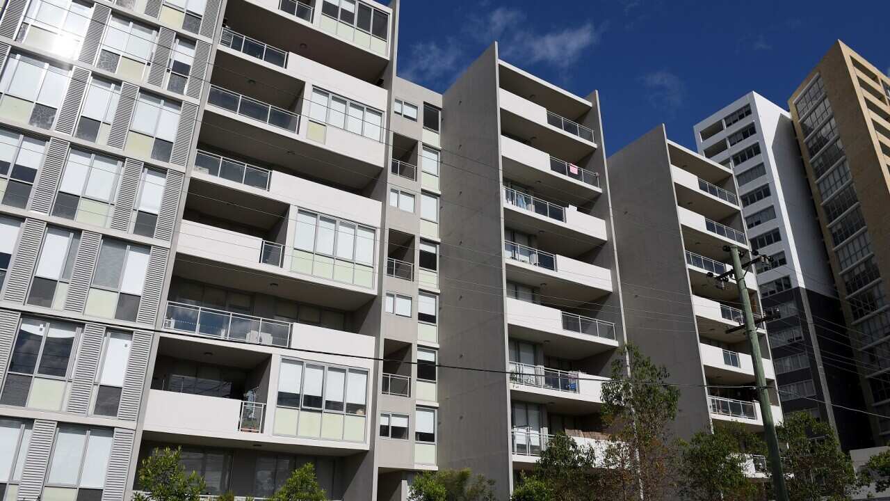 For Sale signs are seen outside a unit block in Sydney, Wednesday, October 28, 2020. (AAP Image/Dan Himbrechts) NO ARCHIVING