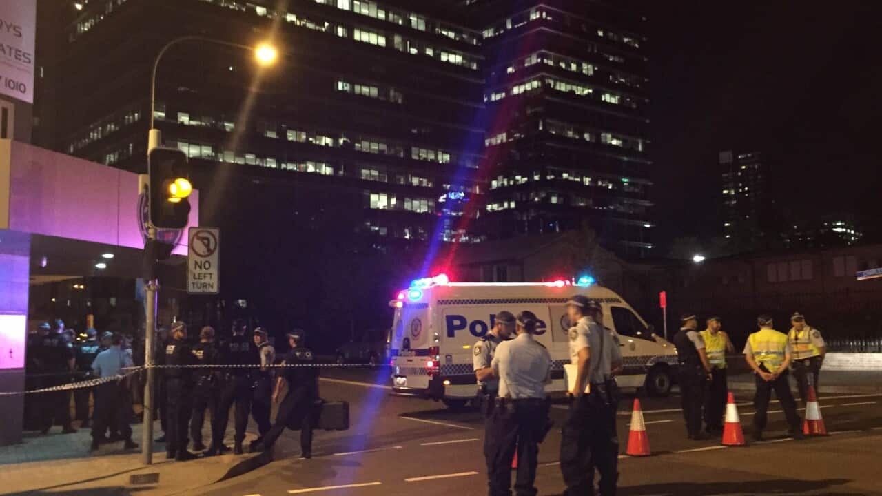 Police in Parramatta after a shooting that left two dead on Friday, Oct. 2, 2015. (AAP Image/Lucy Hughes Jones) NO ARCHIVING