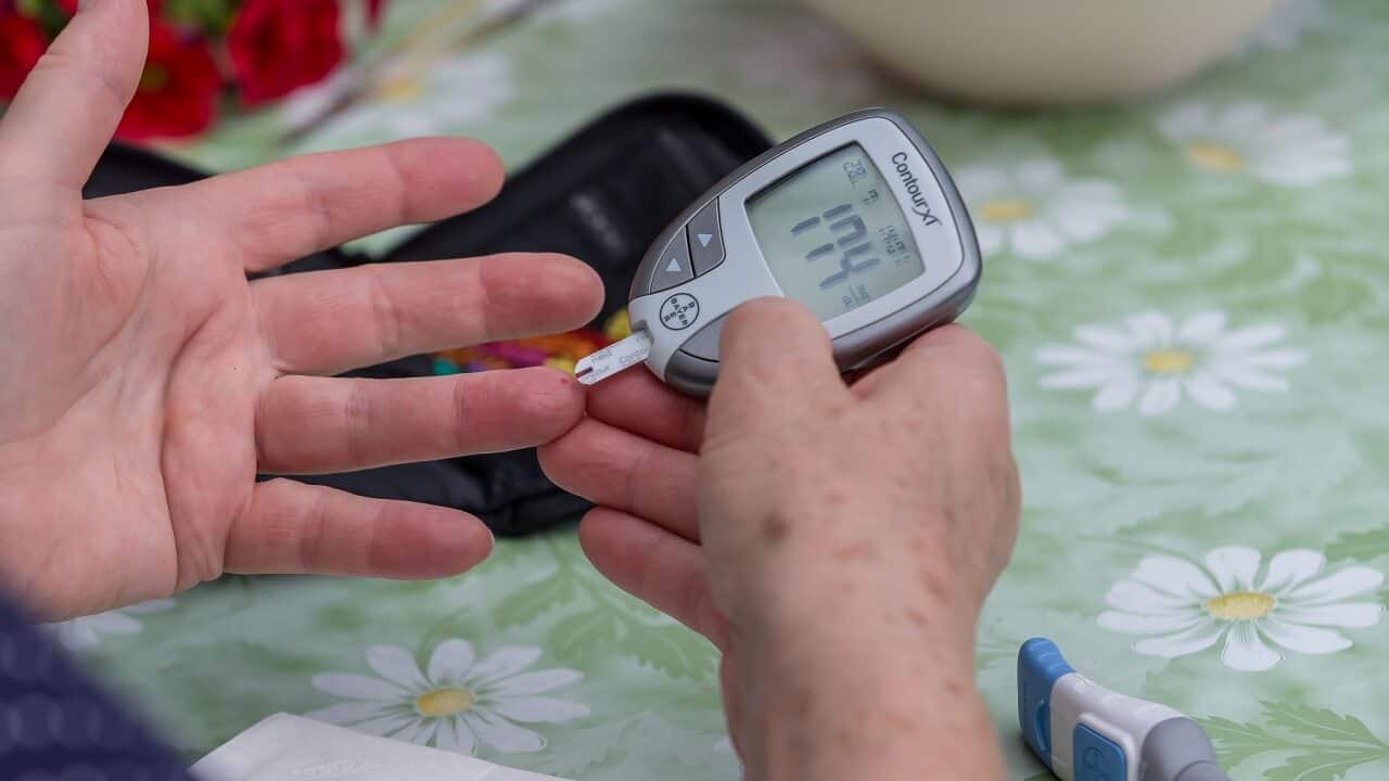A blood glucose measurement is carried out