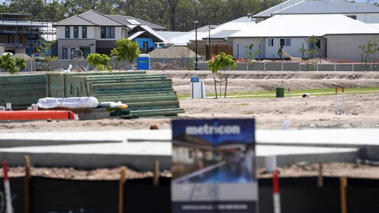 New homes construction is seen in Mango Hill, north of Brisbane.