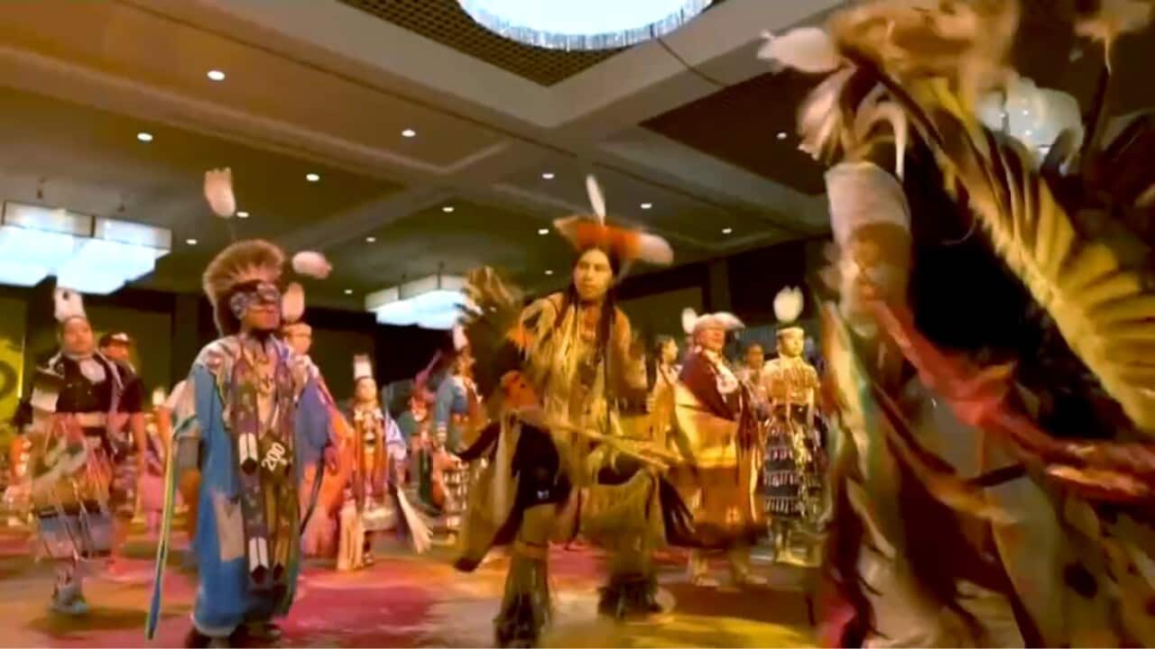 Ceremonial dance at the Seminole tribe's pow wow in Florida (AP).jpg