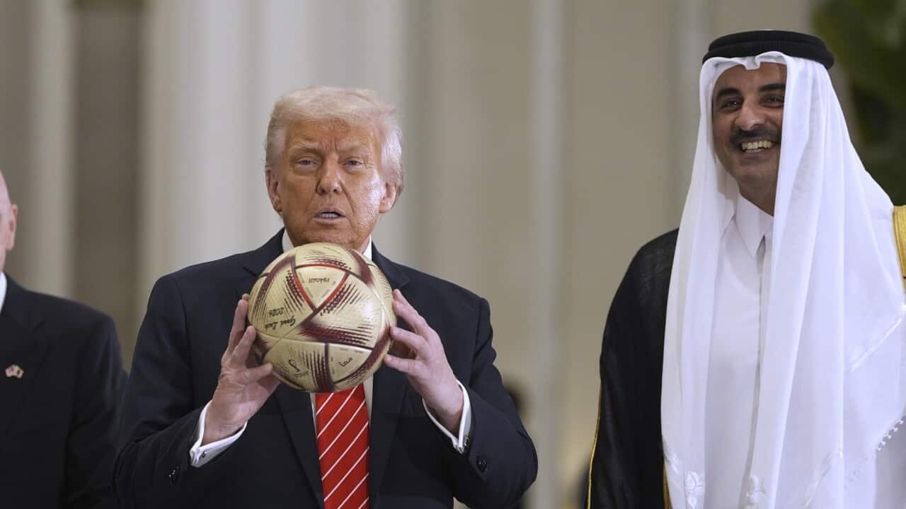 Il presidente statunitense Donald Trump insieme all'emiro del Qatar Sheikh Tamim bin Hamad Al Thani.