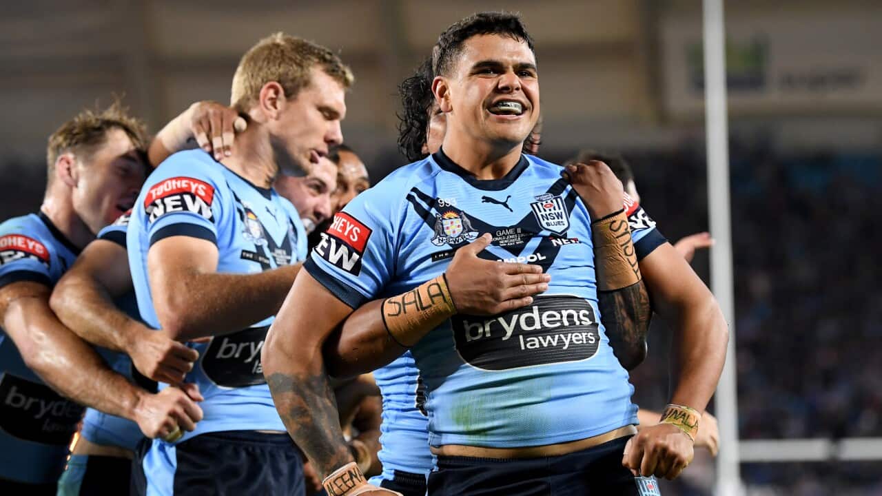 Latrell Mitchell celebration Origin 3 2021