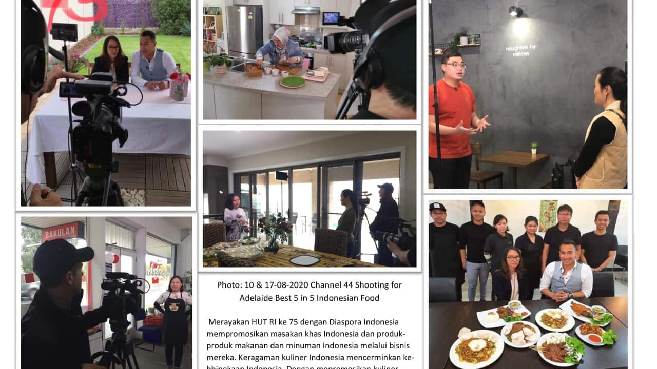 The making of the video promo of ‘Adelaide Best 5 in 5 Indonesian Food’ Channel 44 that involved Bakmi Lim, Pondok Daun, Ade Petite Kitchen, Ninin’s Indo Street Food, Bakulan.