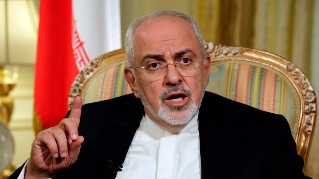 In this April 24, 2018 file photo, Iran's Foreign Minister Mohammad Javad Zarif is interviewed by The Associated Press, in New York (AAP)