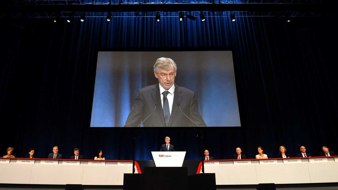 Outgoing Westpac chairman Lindsay Maxsted at the Westpac AGM on December 12