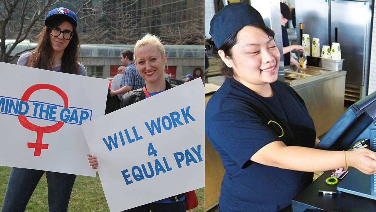 The pay gap went backwards in the food services industry.