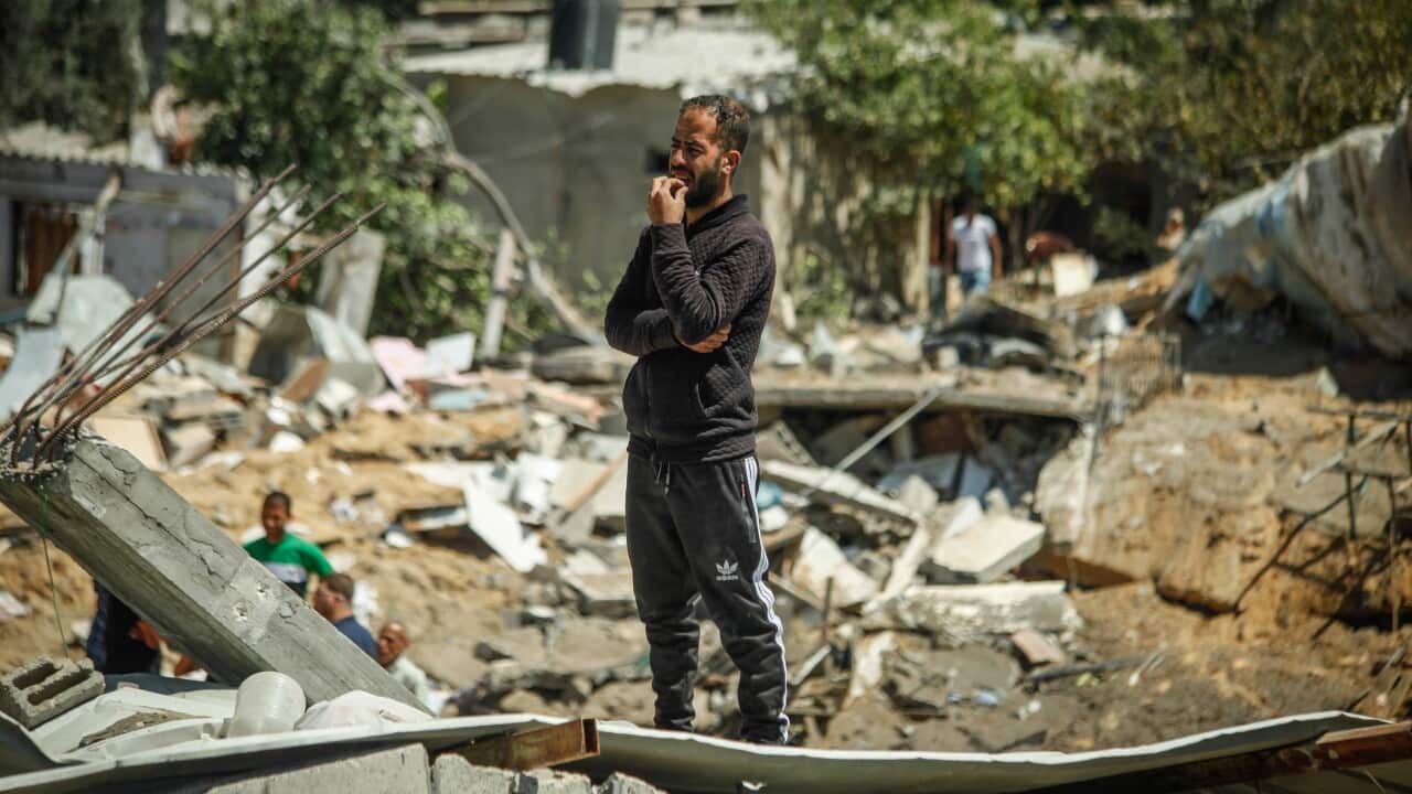 The wreck of a large apartment complex by ongoing Israeli airstrikes on Gaza, in Beit Lahia, Gaza on 13 May, 2021.