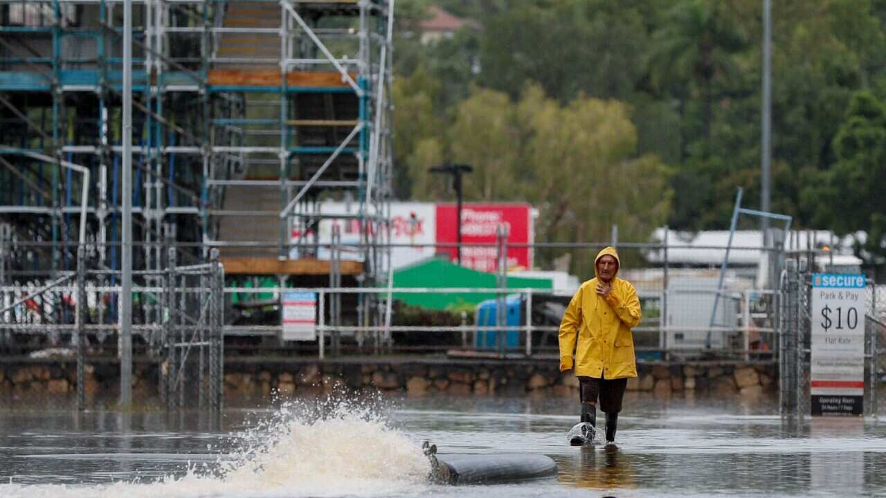 Flood water remain in backstreets off Kingsford Smith Drive, outside the city centre in Brisbane on 3 March 2022.