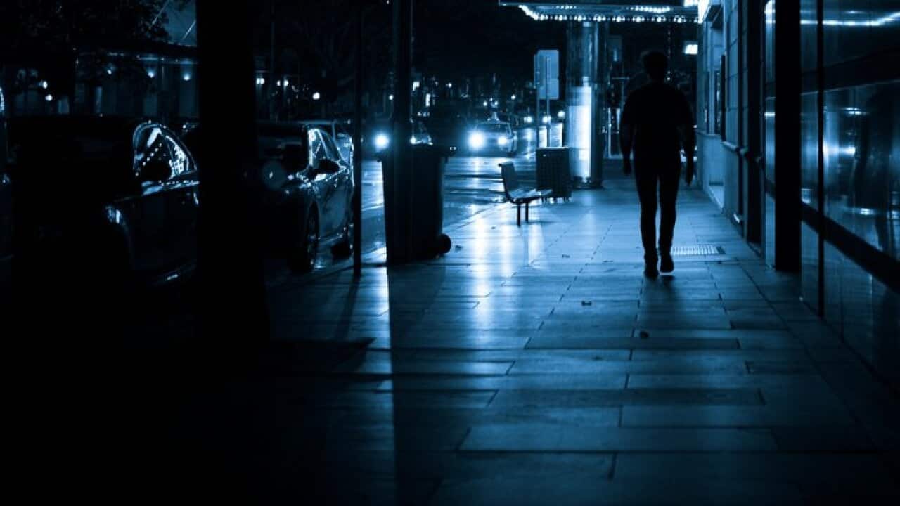 Blue tint street scene