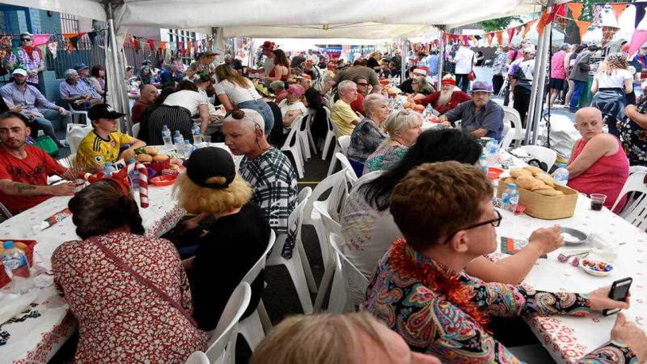 People enjoying the Wayside Chapel Christmas lunch in 2019.