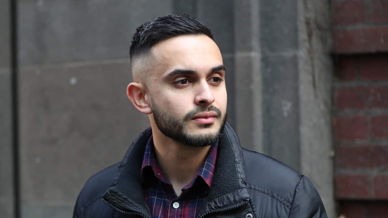 Eathan Cruse leaves the Victorian Supreme Court in Melbourne.