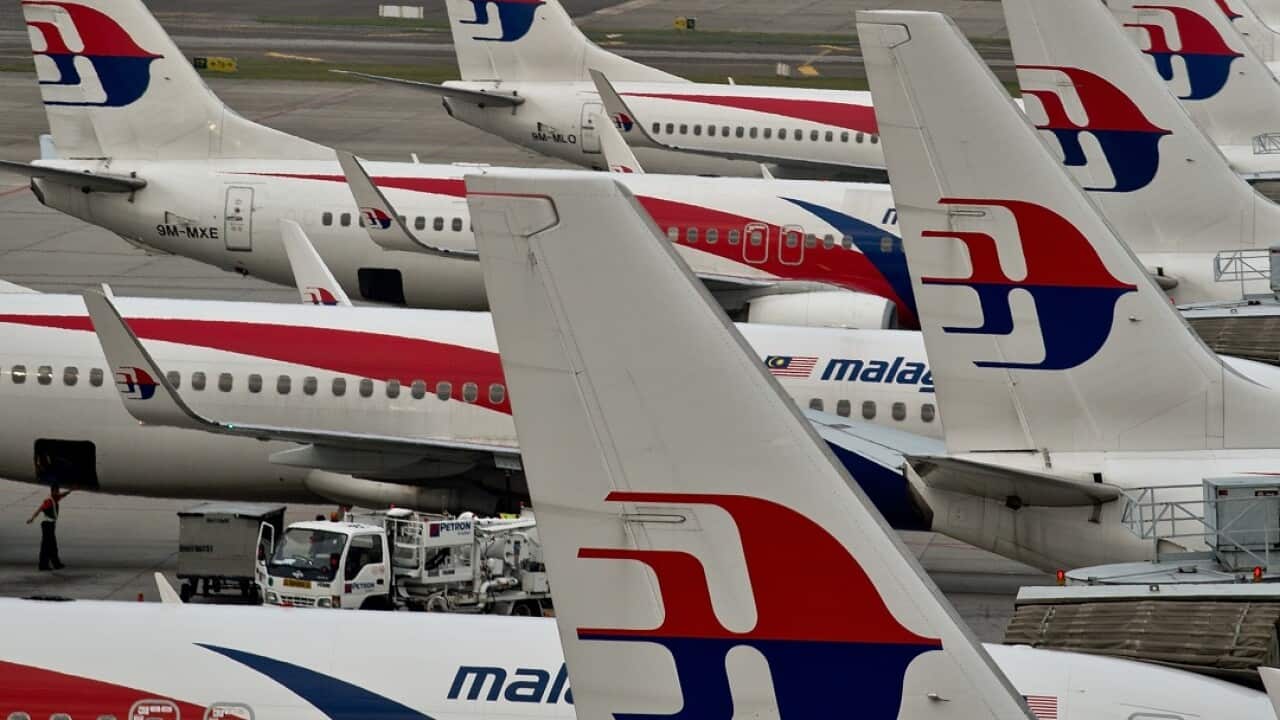 Malaysia Airlines planes at Kuala Lumpur International Airport.