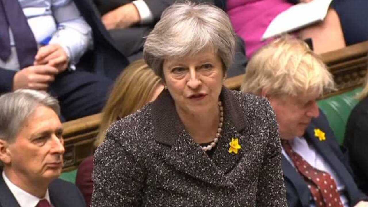 Prime Minister Theresa May speaks during Prime Minister's Questions in the House of Commons, London.