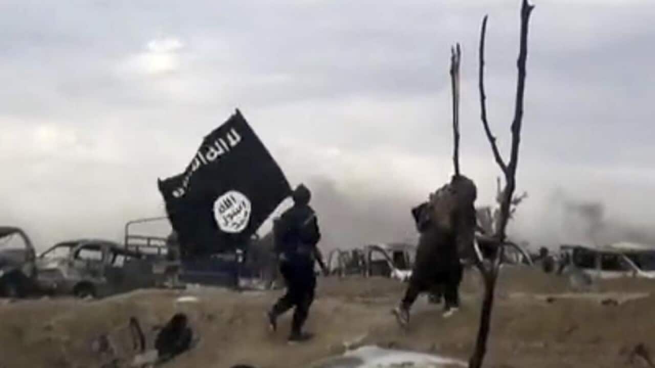 Grab from video posted by Aamaq News Agency on March 18