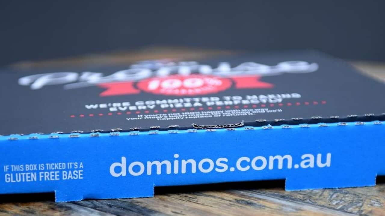A Dominos pizza box