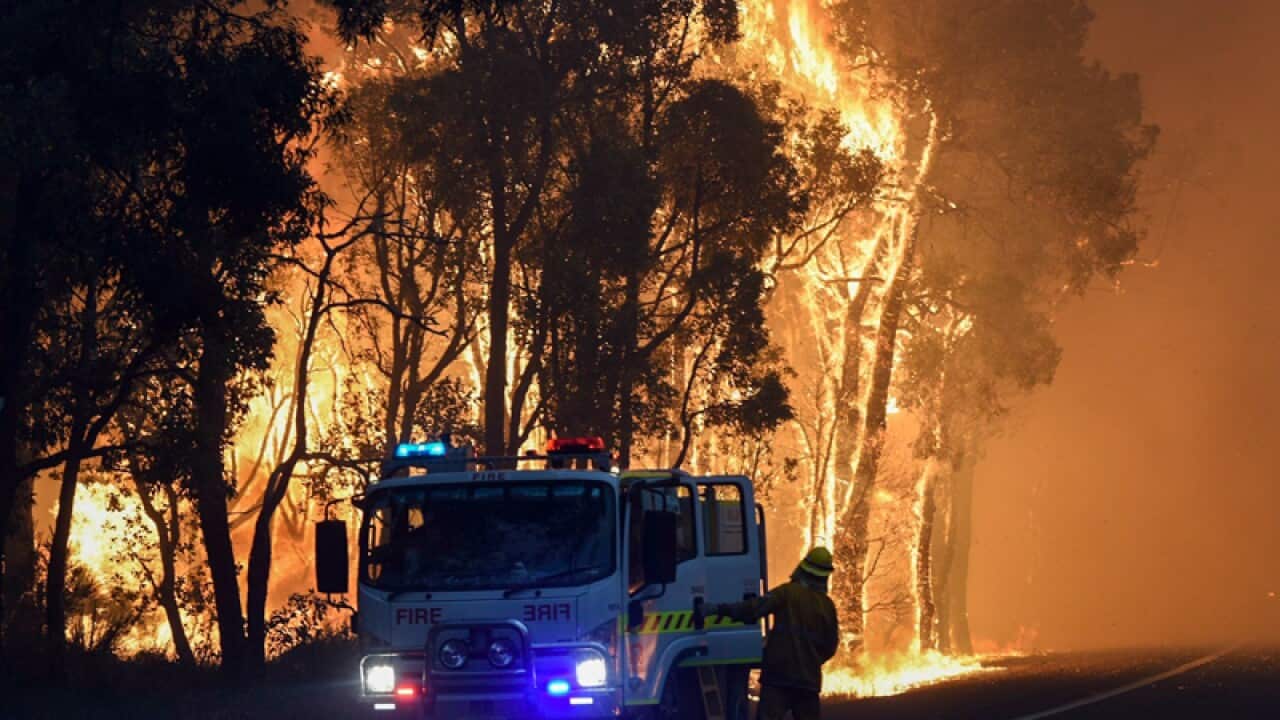 A bushfire burns at Yarloop, south of Perth
