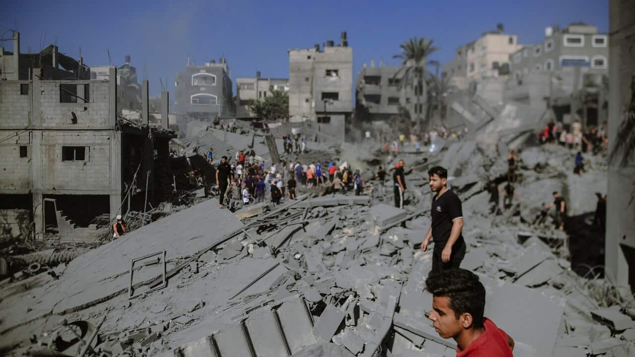 Buildings turned into rubble