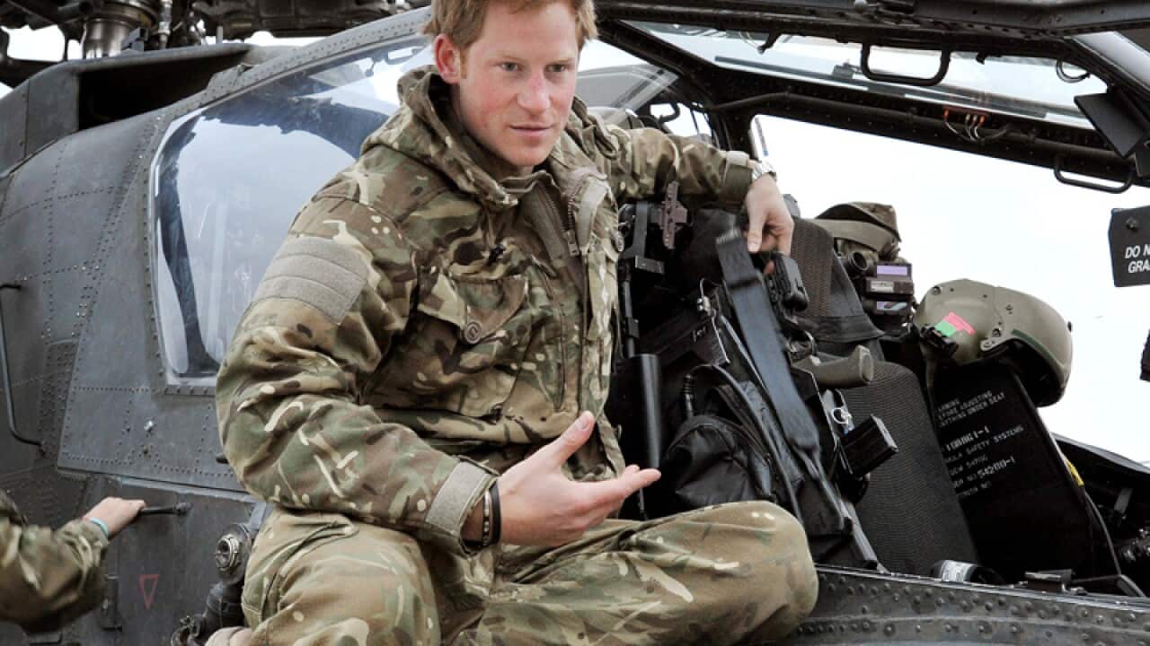 Britain's Prince Harry on the flight-run ,southern Afghanistan