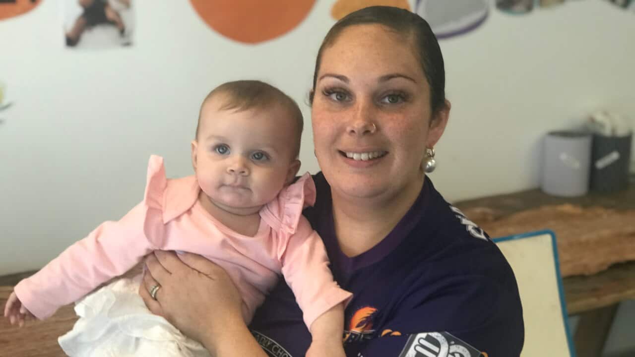 Mother of four Sarah Booth attends a mums and bubs centre in Brisbane's South.
