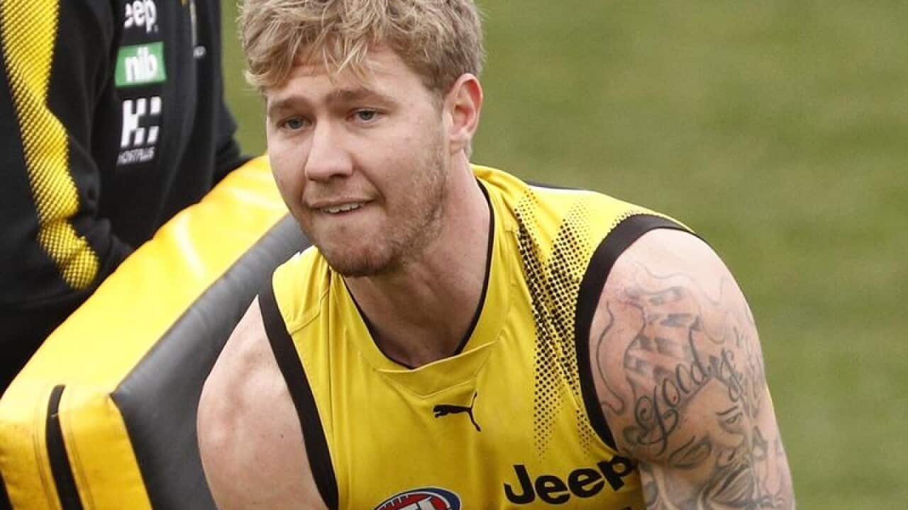 File image of Nathan Broad during a Richmond Tigers training session.