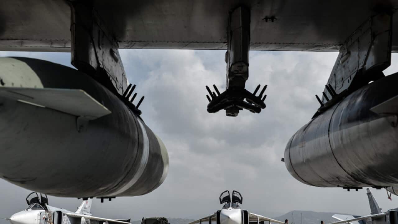 Russian Su-24 strike bombers at the Hmeimim airbase