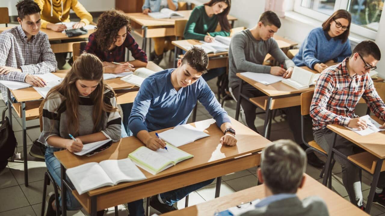 Large group of high school students
