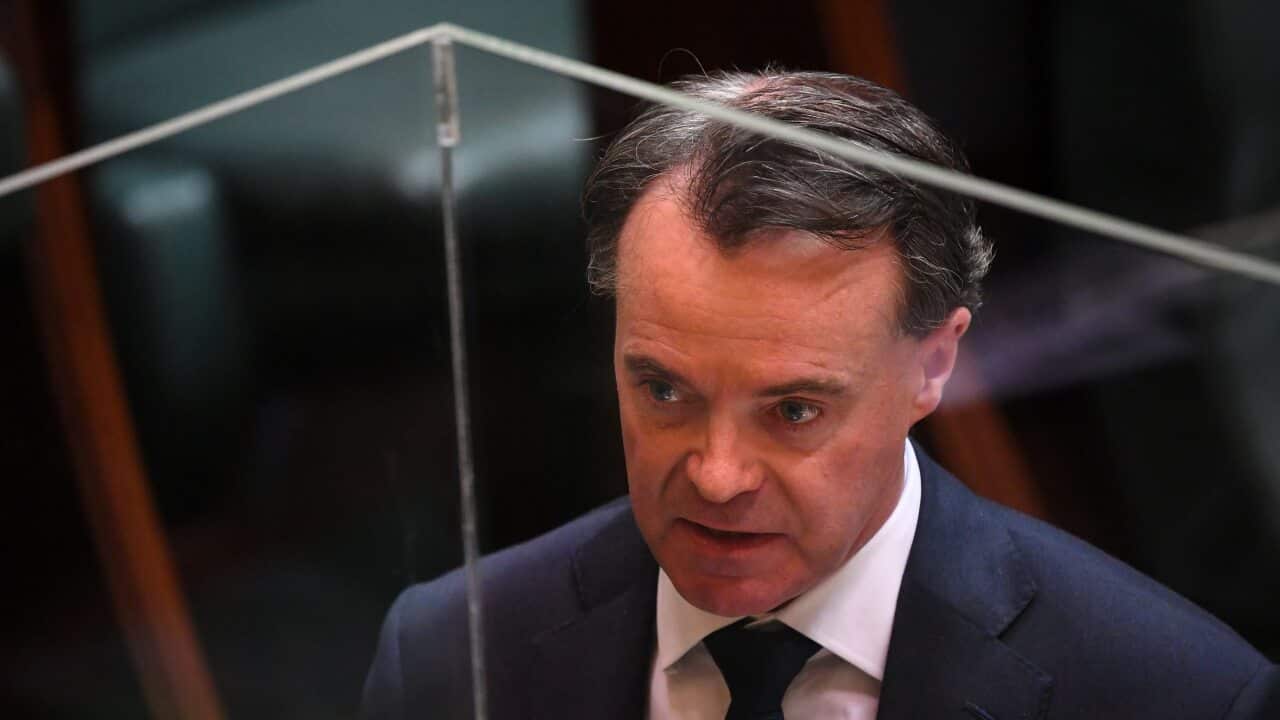 Victorian Opposition Leader Michael O’brien speaks during question time in the Legislative Assembly at the Victoria State Parliament, Melbourne, Tuesday, October 14, 2020. (AAP Image/James Ross) NO ARCHIVING