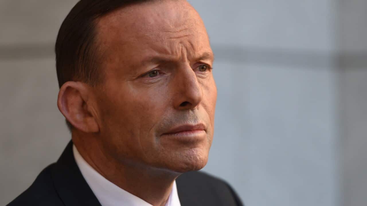 Tony Abbott at a press conference.