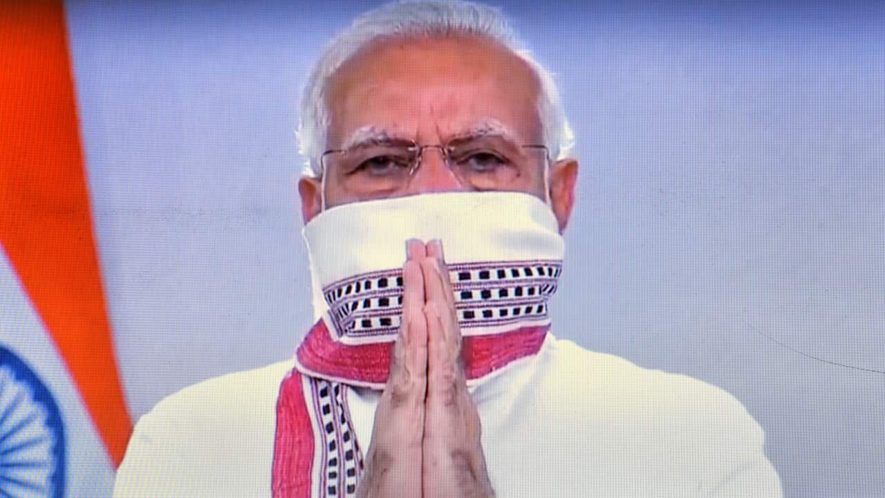 Indian Prime Minister Narendra Modi announces the extension of a lockdown up to 3 May as a preventive measure against the spread of COVID-19.