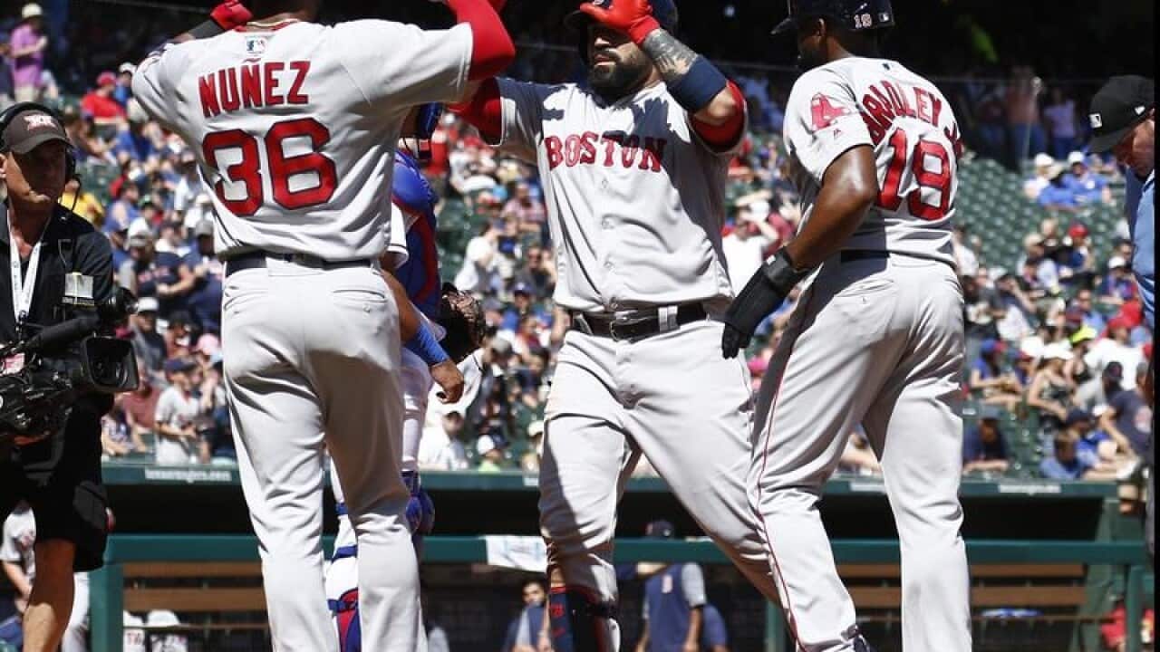 Boston Red Sox catcher Sandy Leon.