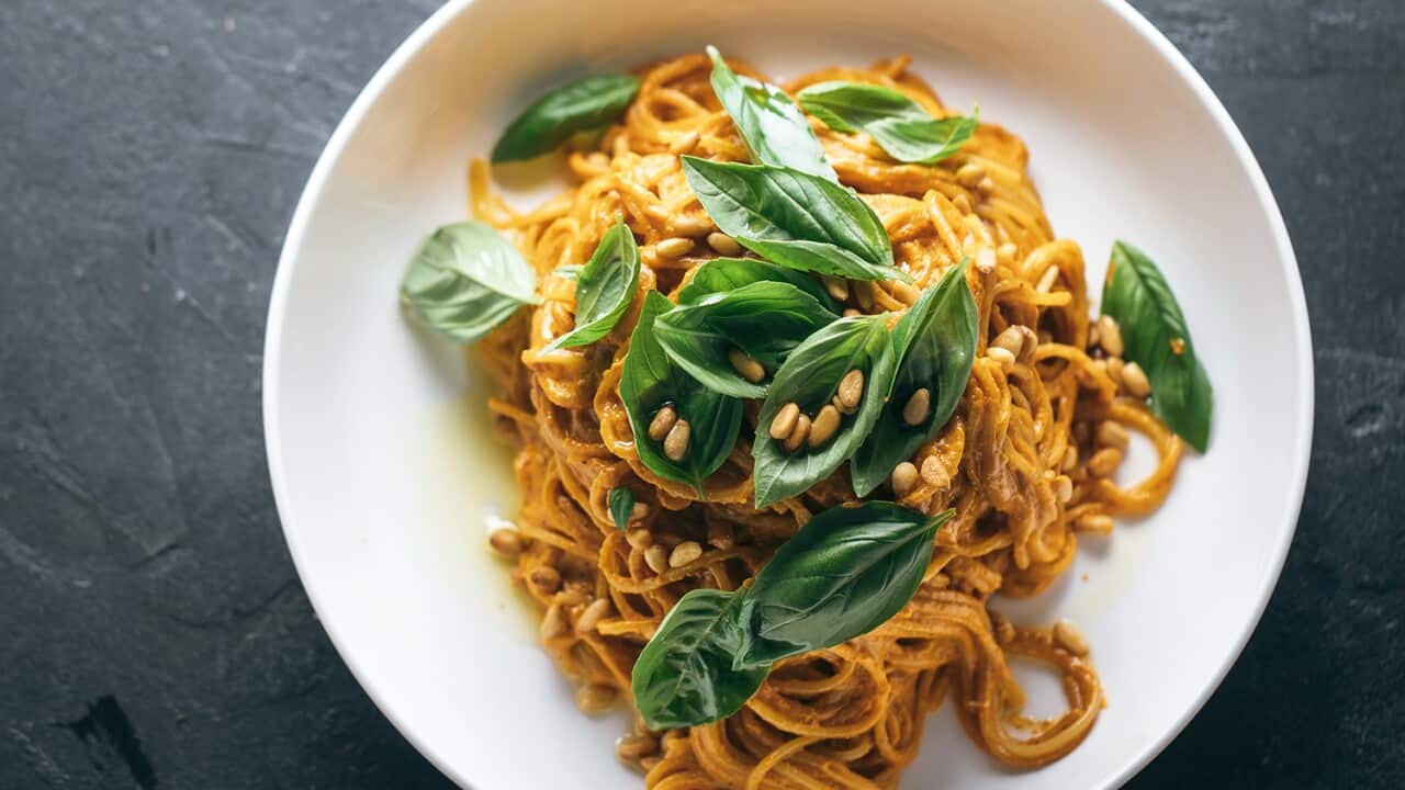 Roast capsicum and olive oil pasta