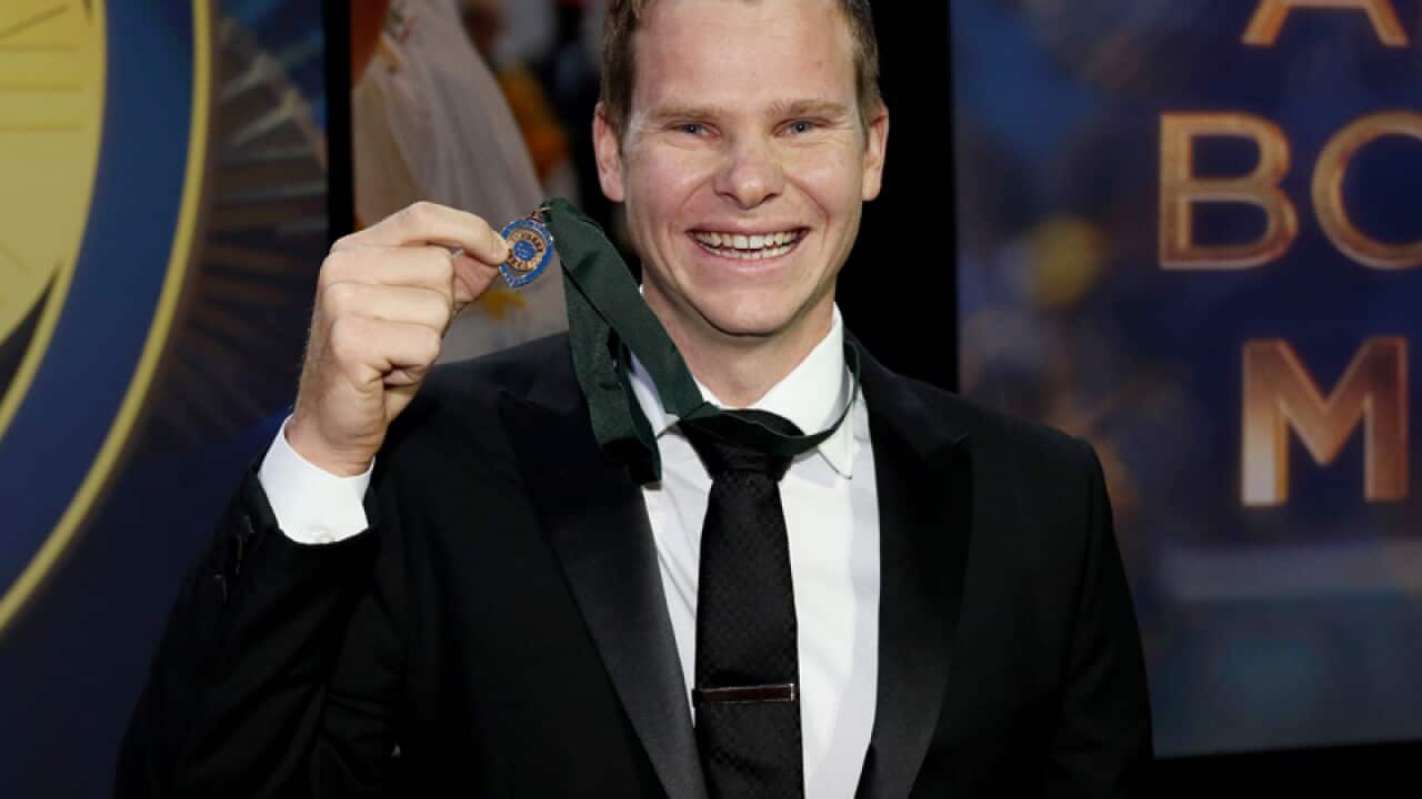 Steve Smith after winning the 2015 Allan Border Medal