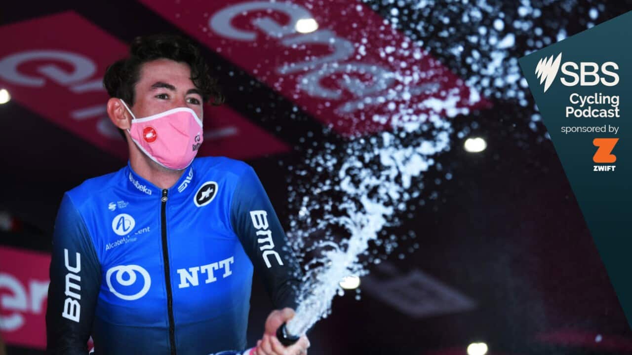 Ben O'Connor Celebrates his first World Tour win at the Giro 2020