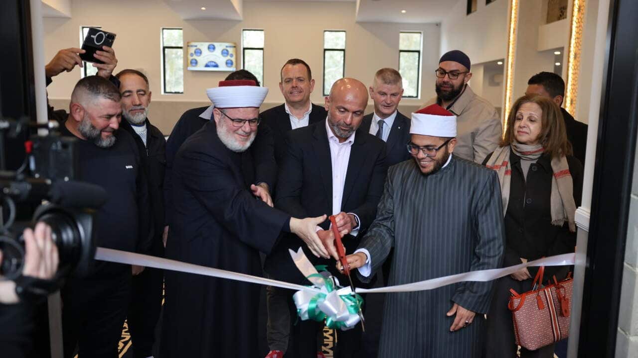 The ribbon is cut at the new mosque in the NSW regional town of Young.