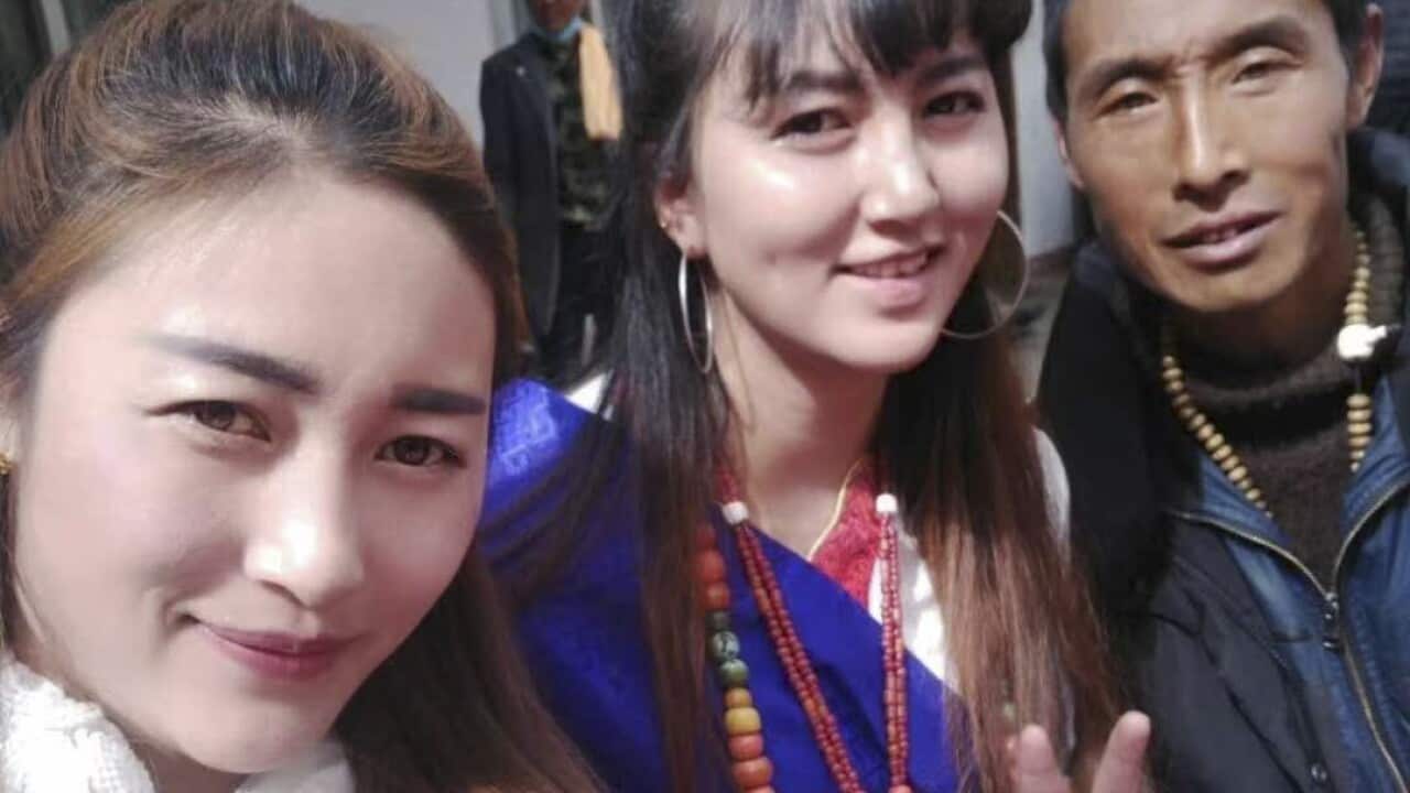 An undated photo (L-R) of Dolma, Lhamo and their father, Sonam Kyab. The grisly death of Lhamo, whose attack was streamed online, has shocked China.