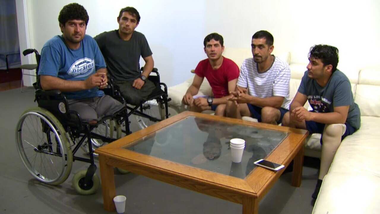 Five of the six Afghan Invictus athletes and officials who remained in Australia (SBS)